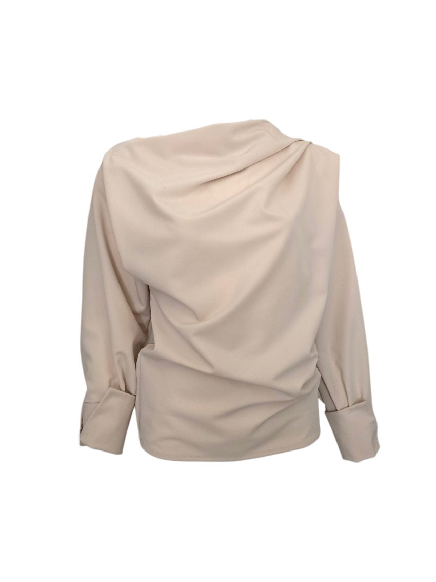 drapped beige shirt