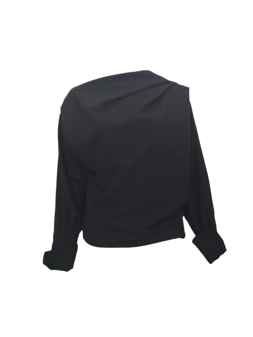 drapped black shirt